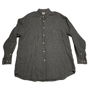 Faconnable linen gray plaid dress shirt, size XL
